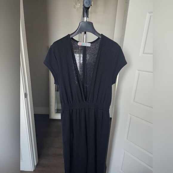 Free People Black Deep V-Neck Jumpsuit - Picture 6 of 8